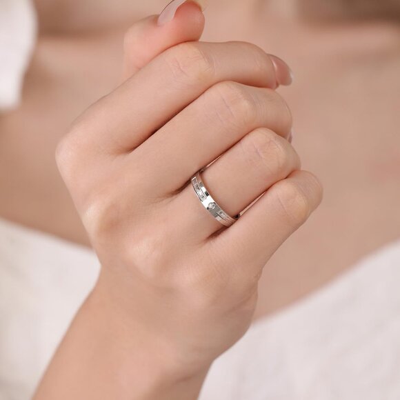 His & Hers Sterling Silver Matching Wedding Bands Adjustable Ring Set NWT - Picture 9 of 9